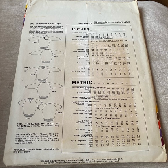 Vintage Stretch & Sew Pattern Saddle Shoulder Tops - Picture 2 of 3